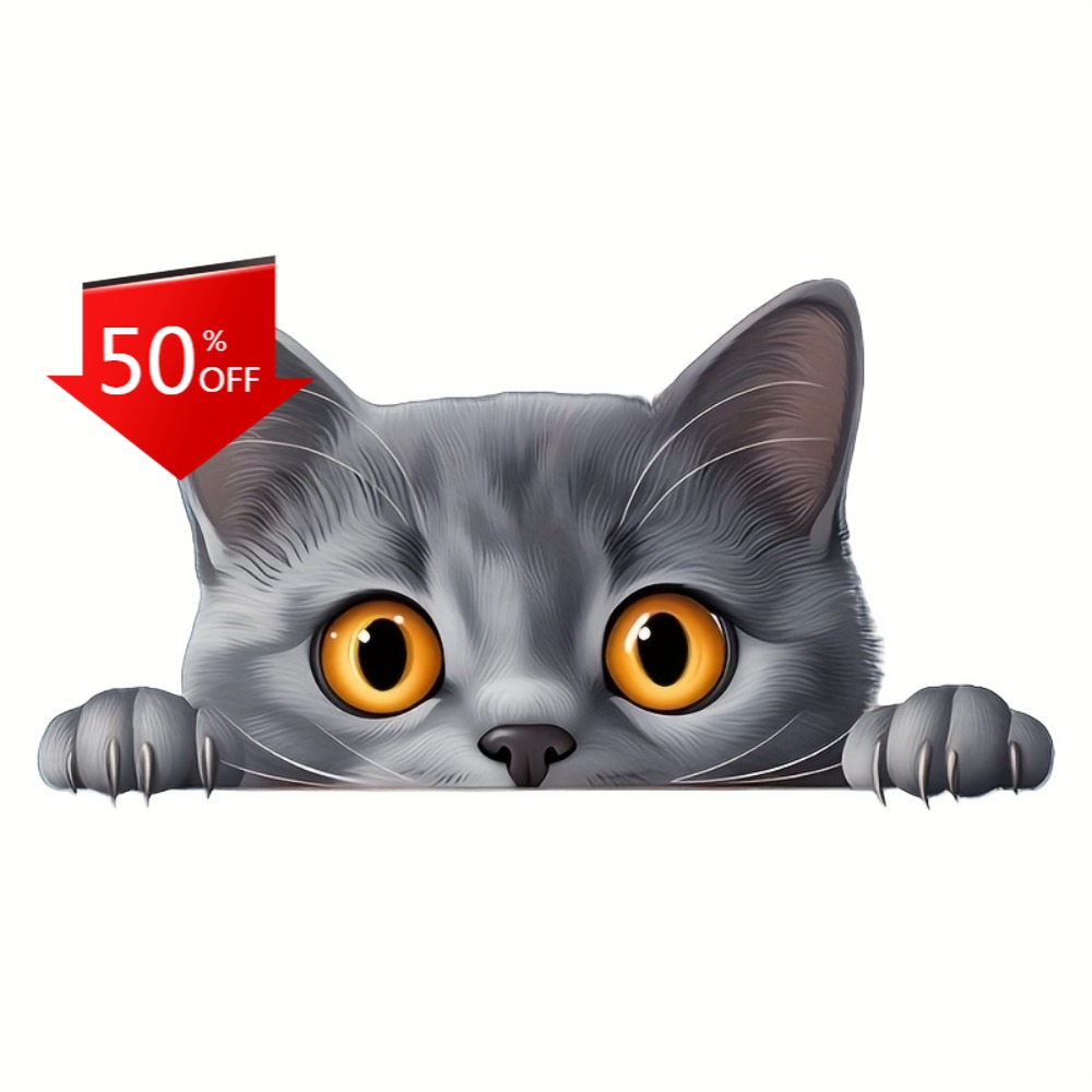Laptop Unique Accessories - Piccolo gatto grigio, simpatico adesivo in