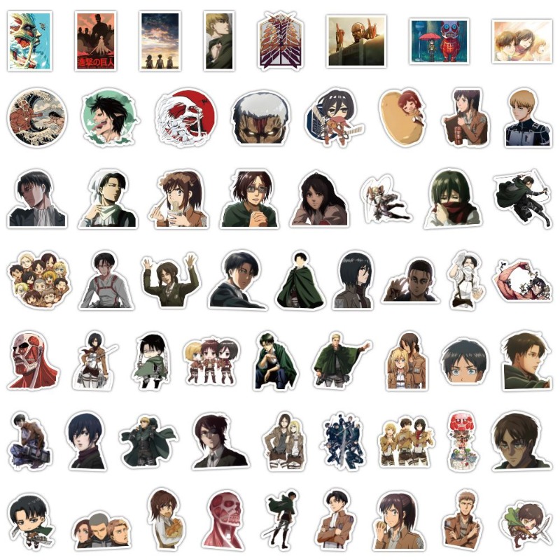 Laptop Accessories Decoration - 60 Pezzi Adesivi Anime Attack on